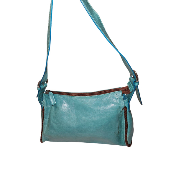 Claudia Firenze Handbags - Claudia Firenze Teal Genuine Leather Shoulder Bag / Made in Italy